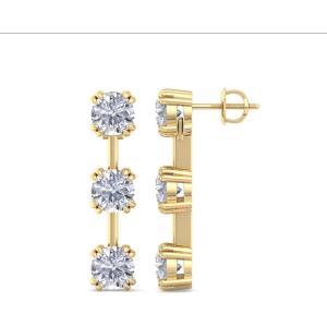 Martha Stewart Lab Grown Diamond Earrings, Round Shape Drop Style, 14K Gold, Fine Jewelry for Women(yellow-gold)