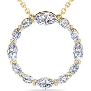 Martha Stewart Lab Grown Diamond Marquise Circle Necklace In 14 Karat Gold, Lab Grown Diamond Necklace For Women(yellow-gold)