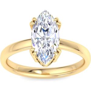 Martha Stewart Marquise Shape Lab Grown Diamond Solitaire Ring, Diamond Engagement Ring in 14 Karat Gold(yellow-gold)