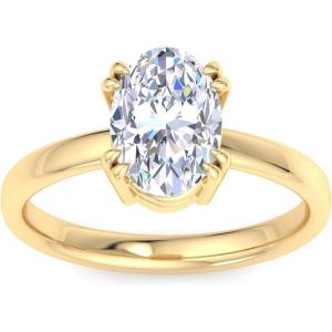 Martha Stewart Oval Shape Lab Grown Diamond Solitaire Ring, Diamond Engagement Ring in 14 Karat Gold(yellow-gold)