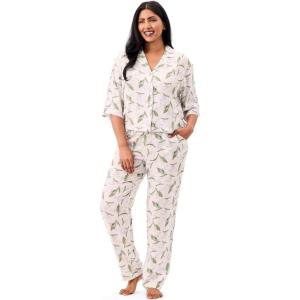 Martha Stewart Pajamas for Women | Luxury 2-Piece Set | Short Sleeve V-Neck Button-Down | Soft, Breathable Comfort(Floral)