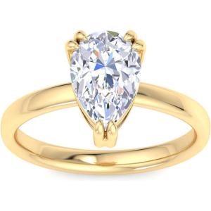 Martha Stewart Pear Shape Lab Grown Diamond Solitaire Ring, Diamond Engagement Ring in 14 Karat Gold(yellow-gold)