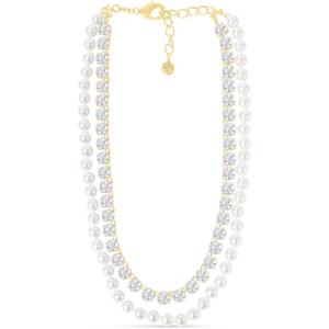 Martha Stewart Pearl and Crystal Necklace In Gold, 24 Inches For Women