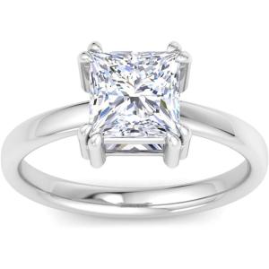 Martha Stewart Princess Cut Shape Lab Grown Diamond Solitaire Ring, Diamond Engagement Ring in 14 Karat Gold(white-gold)