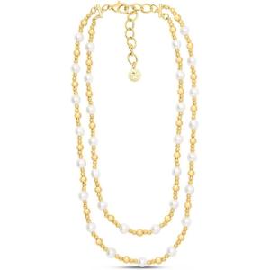 Martha Stewart Two Strand Pearl and Gold Ball Necklace, 20 Inches For Women