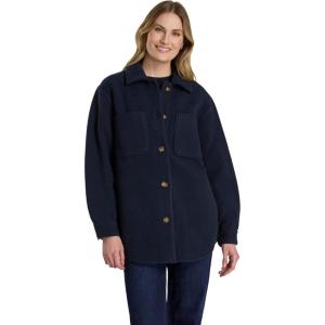 Martha Stewart Women’s Garden Shacket, Cozy Fleece Coat, Soft Lightweight Warm Outerwear, Casual(Sky Captain)