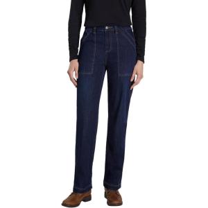 Martha Stewart Women’s Garden Straight Leg Pant Stretch Denim, Casual Utility Workwear, Soft Trousers(Dark Rinse)