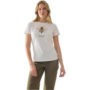 Martha Stewart Women’s Short Sleeve Graphic T-Shirt, Cotton Tee, Casual Top, Loose Fit, Soft Print(Coconut Milk)