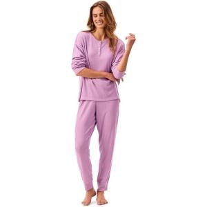 Peace Love & Dreams Henley Pajama 2 Pc Set(Pink)