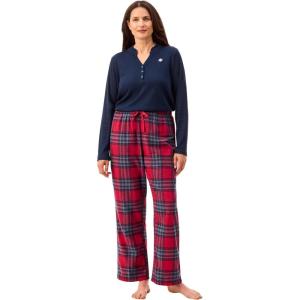 Peace Love & Dreams Martha Stewart Sleepwear | Women’s Henley Flannel Pajama Set | Warm, Cozy and Stylish