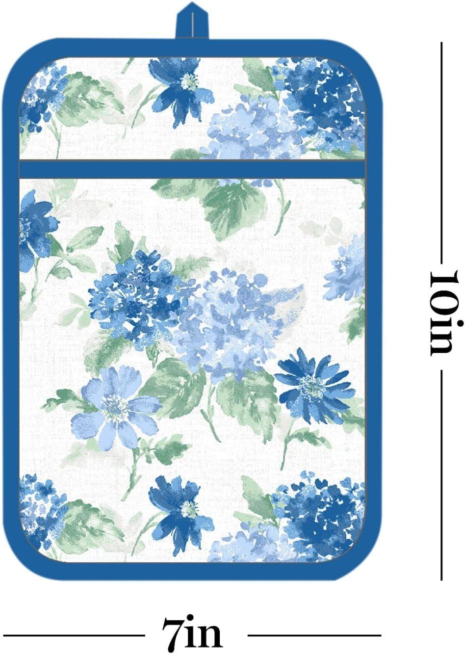 imageMartha Stewart Amber Floral Oven Mitt amp Pot Holder Set 2Pack PinkYellow OM 7x13 amp PH 7x10Blue