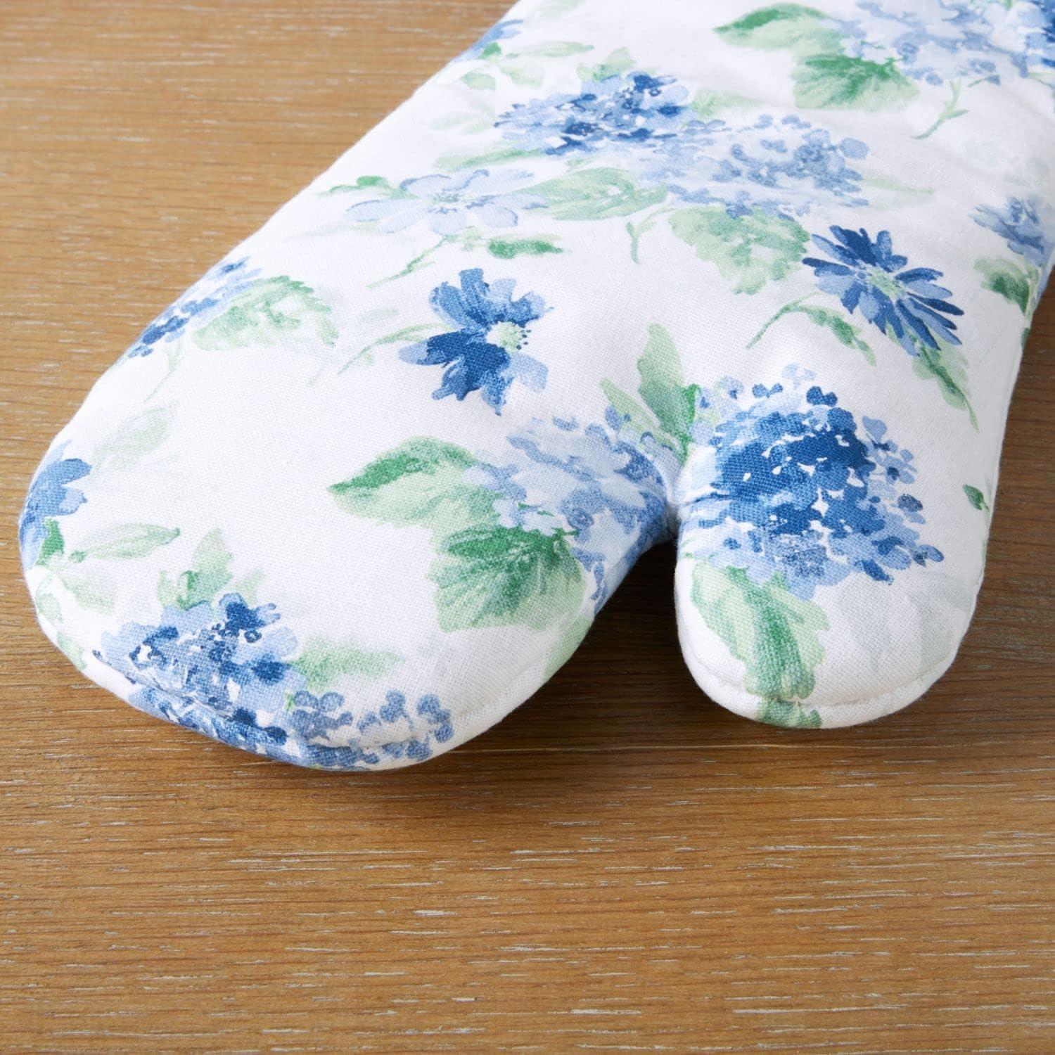 imageMartha Stewart Amber Floral Oven Mitt amp Pot Holder Set 2Pack PinkYellow OM 7x13 amp PH 7x10Blue