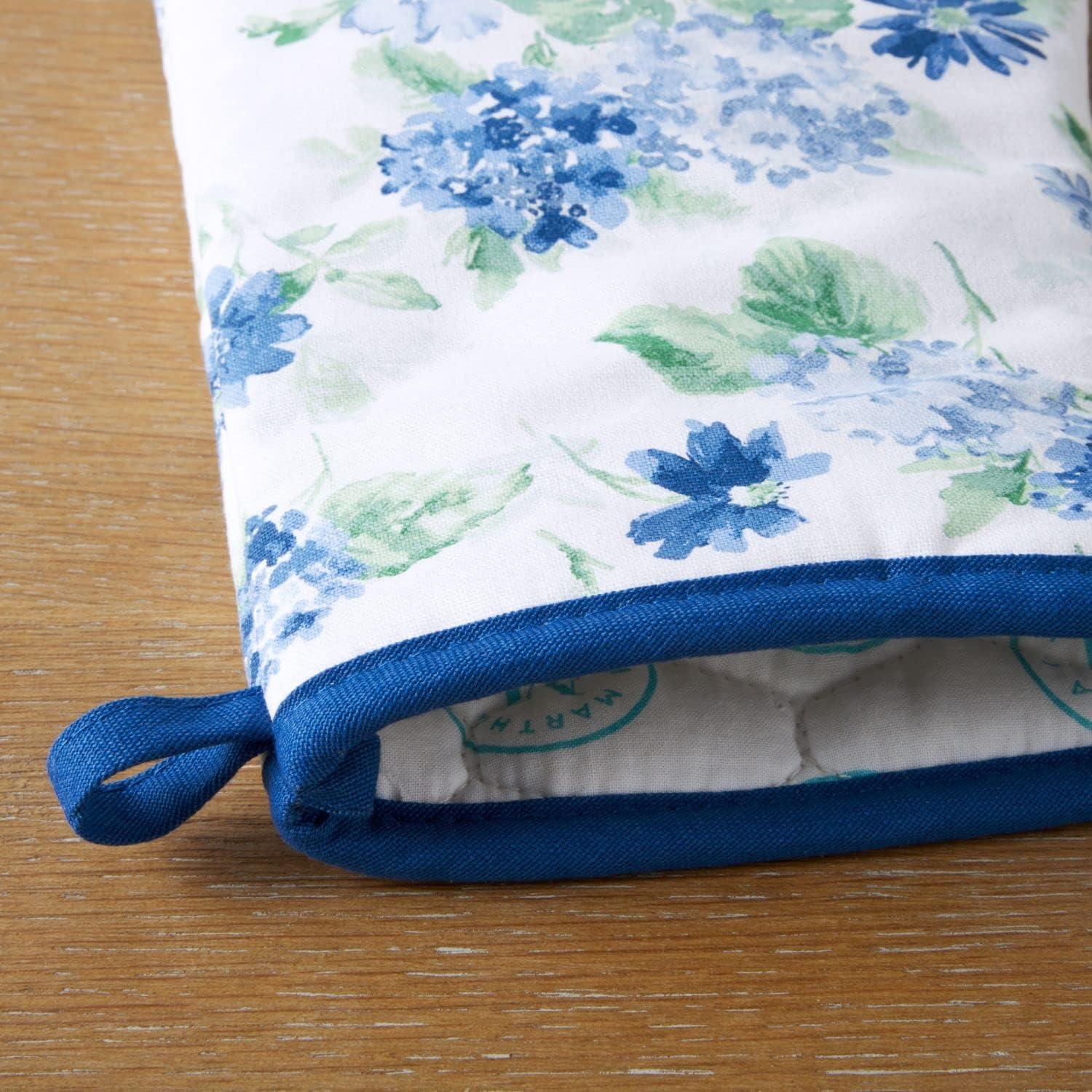 imageMartha Stewart Amber Floral Oven Mitt amp Pot Holder Set 2Pack PinkYellow OM 7x13 amp PH 7x10Blue