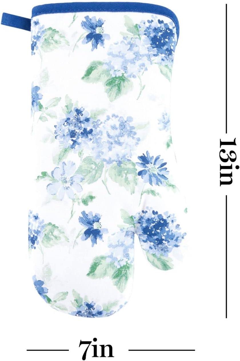 imageMartha Stewart Amber Floral Oven Mitt amp Pot Holder Set 2Pack PinkYellow OM 7x13 amp PH 7x10Blue