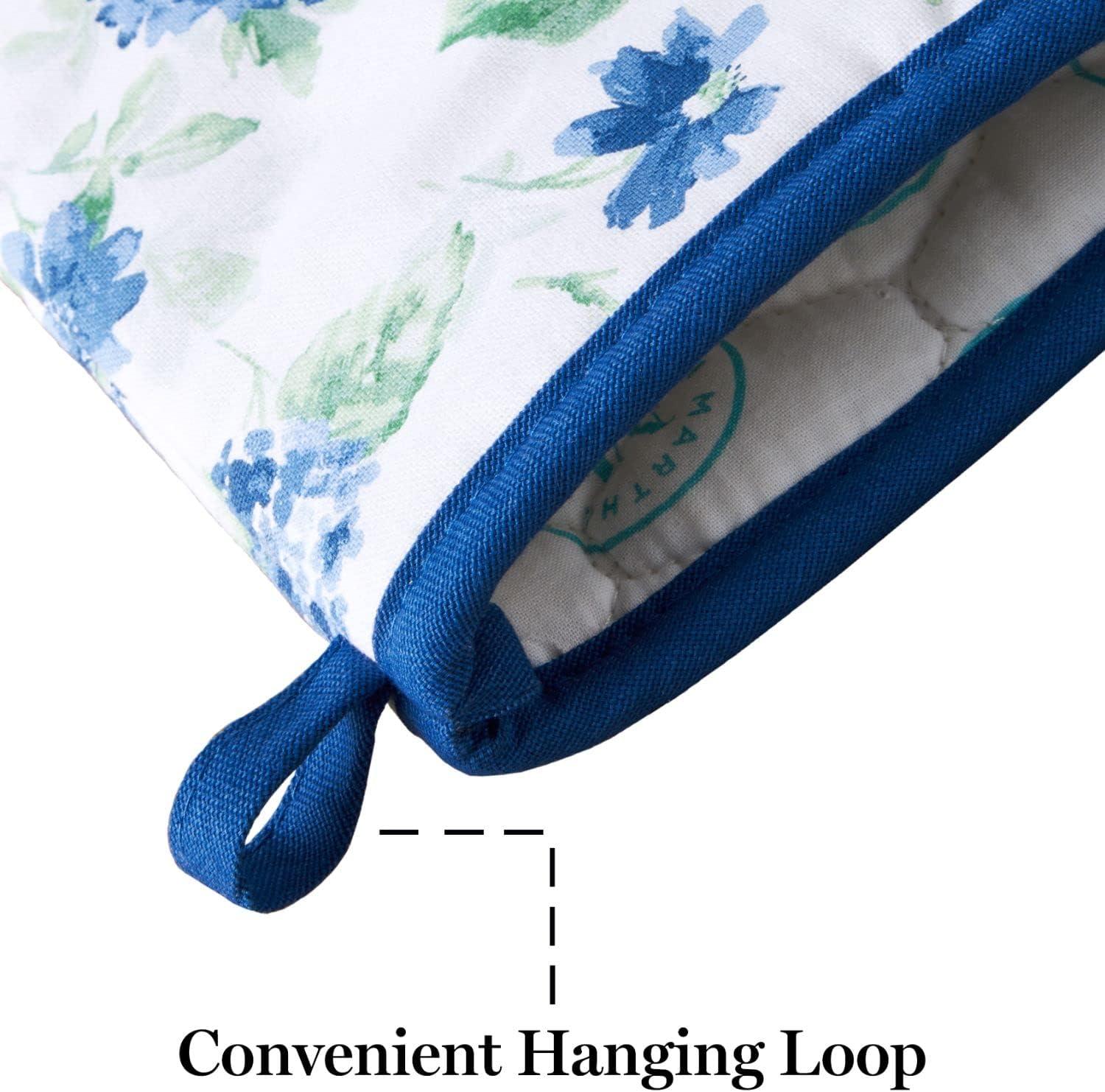 imageMartha Stewart Amber Floral Oven Mitt amp Pot Holder Set 2Pack PinkYellow OM 7x13 amp PH 7x10Blue