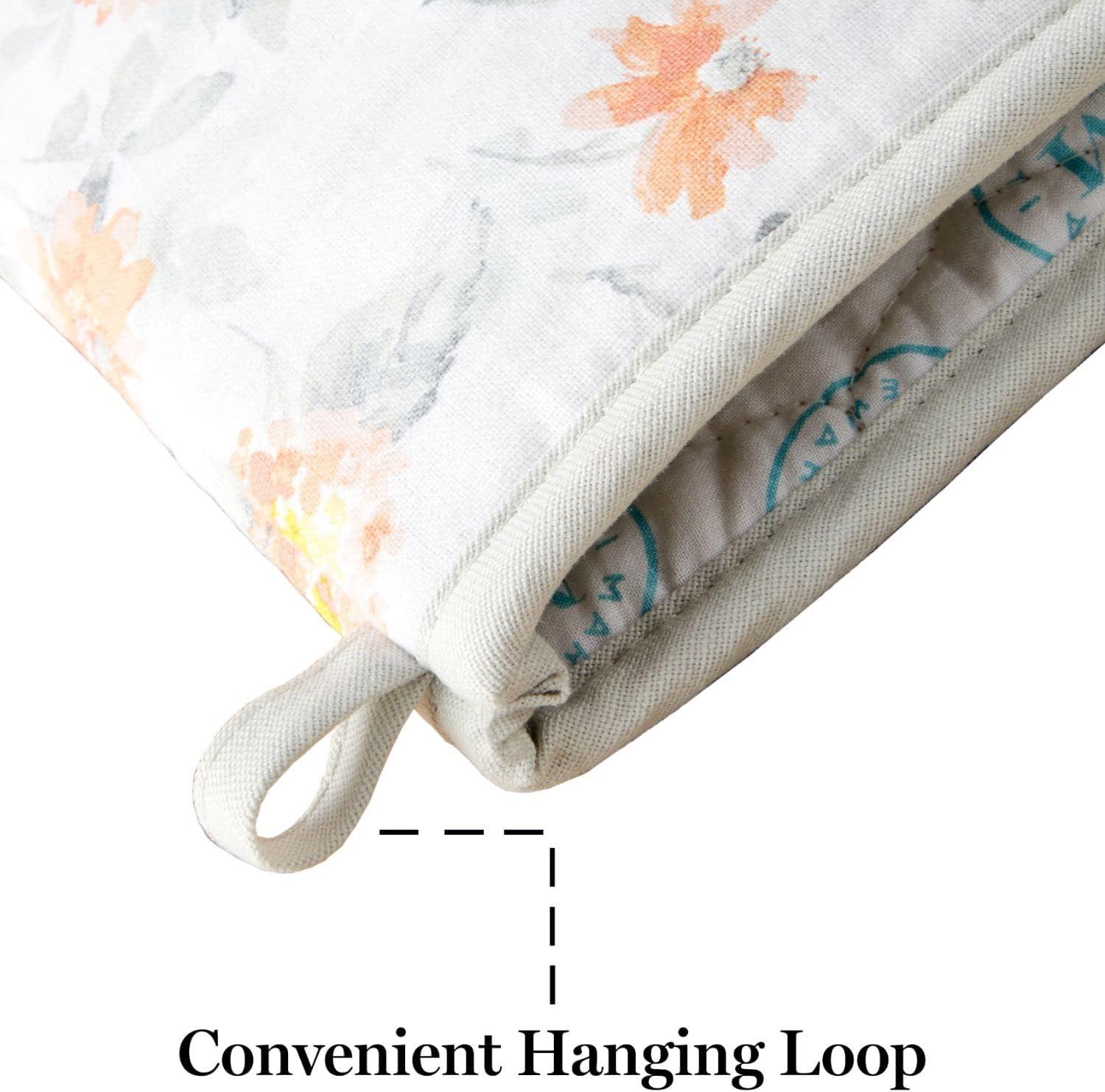 imageMartha Stewart Amber Floral Oven Mitt amp Pot Holder Set 2Pack PinkYellow OM 7x13 amp PH 7x10YellowCoral