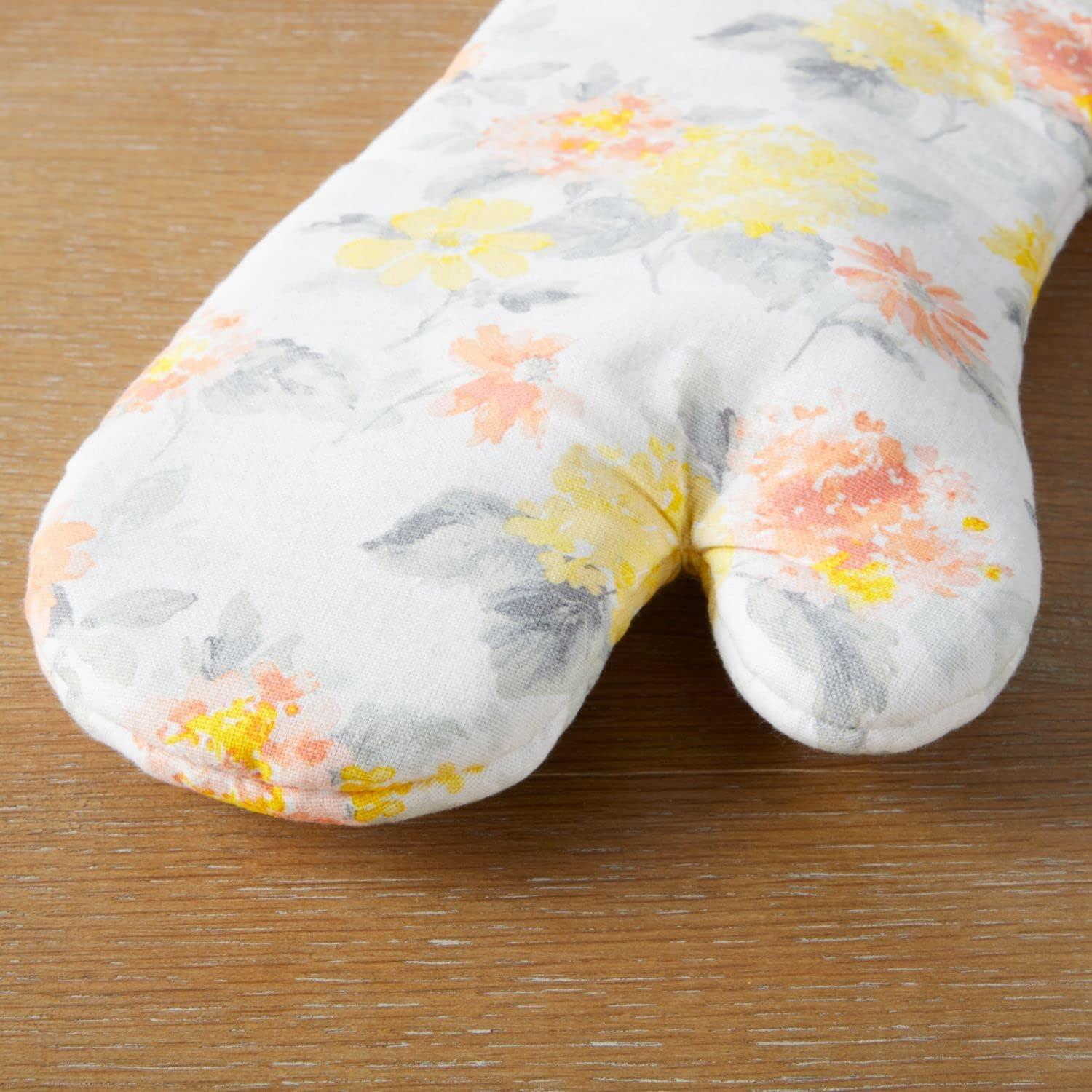 imageMartha Stewart Amber Floral Oven Mitt amp Pot Holder Set 2Pack PinkYellow OM 7x13 amp PH 7x10YellowCoral