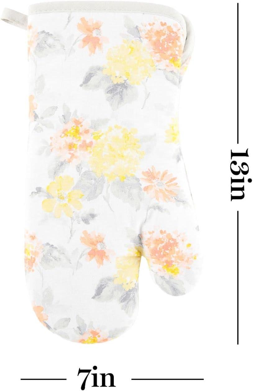 imageMartha Stewart Amber Floral Oven Mitt amp Pot Holder Set 2Pack PinkYellow OM 7x13 amp PH 7x10YellowCoral