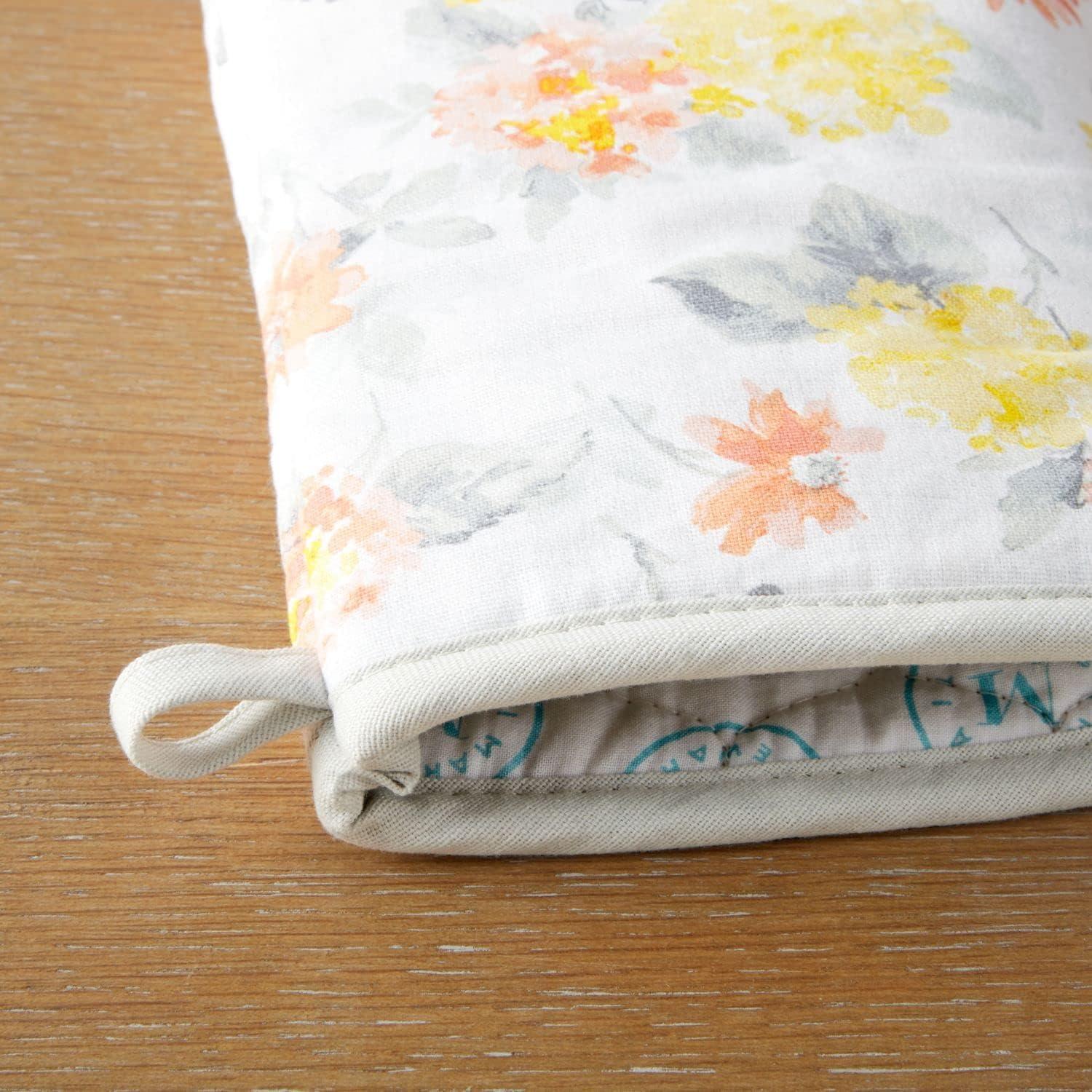 imageMartha Stewart Amber Floral Oven Mitt amp Pot Holder Set 2Pack PinkYellow OM 7x13 amp PH 7x10YellowCoral