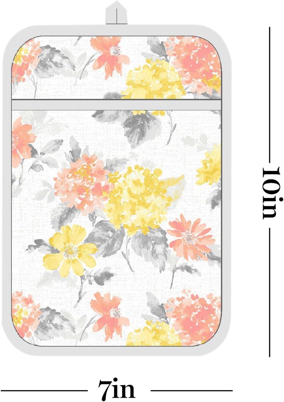 imageMartha Stewart Amber Floral Oven Mitt amp Pot Holder Set 2Pack PinkYellow OM 7x13 amp PH 7x10YellowCoral