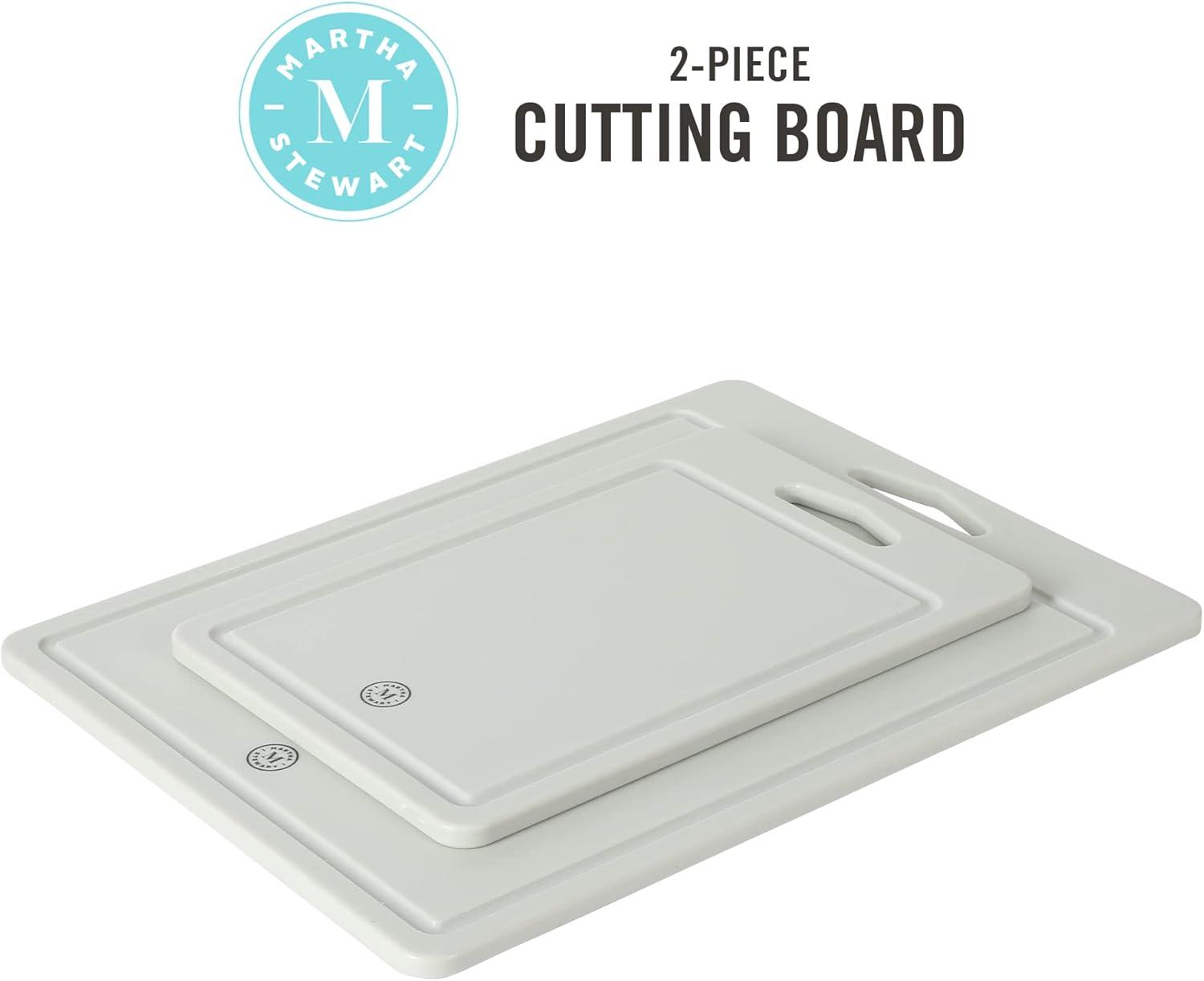 imageMartha Stewart Bpa Free Plastic Cutting Board 2pc Set 16 x 12 and 12 x 8 Grey Dishwasher SafeGray