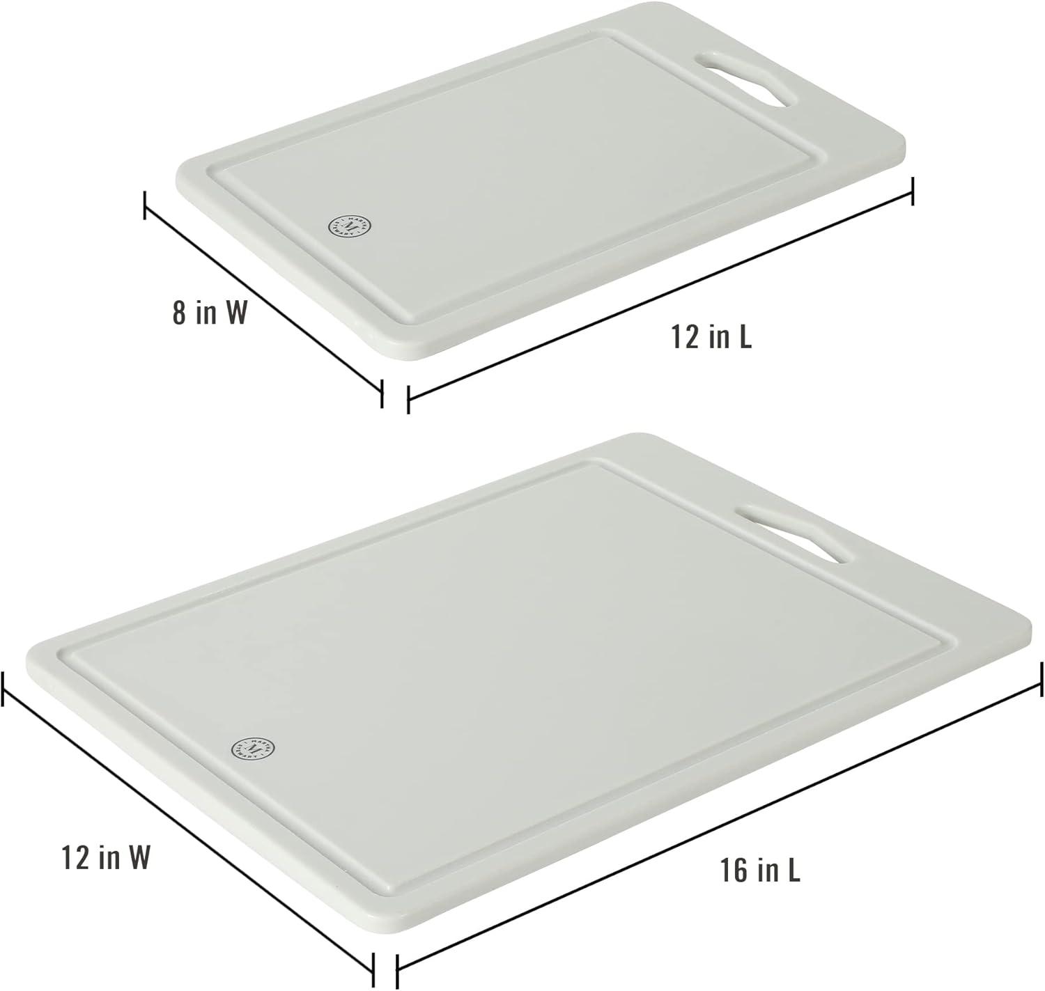 imageMartha Stewart Bpa Free Plastic Cutting Board 2pc Set 16 x 12 and 12 x 8 Grey Dishwasher SafeGray