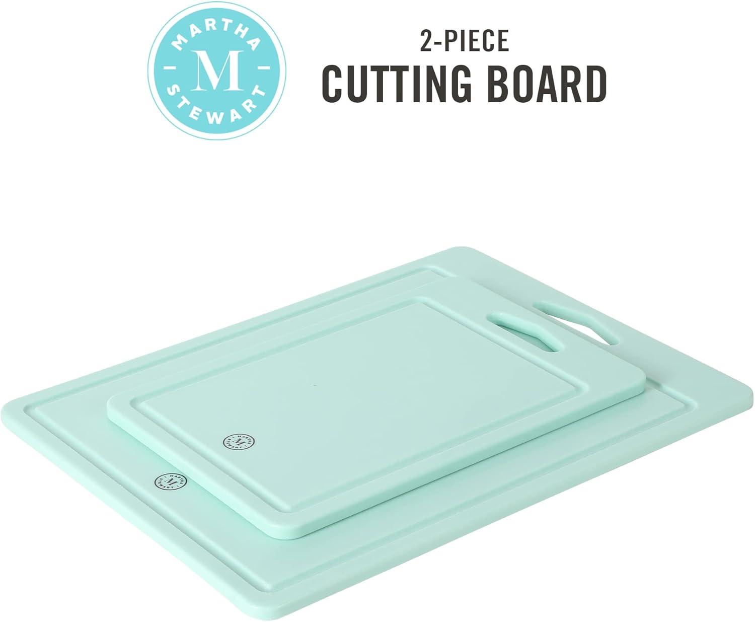 imageMartha Stewart Bpa Free Plastic Cutting Board 2pc Set 16 x 12 and 12 x 8 Grey Dishwasher SafeMartha Blue
