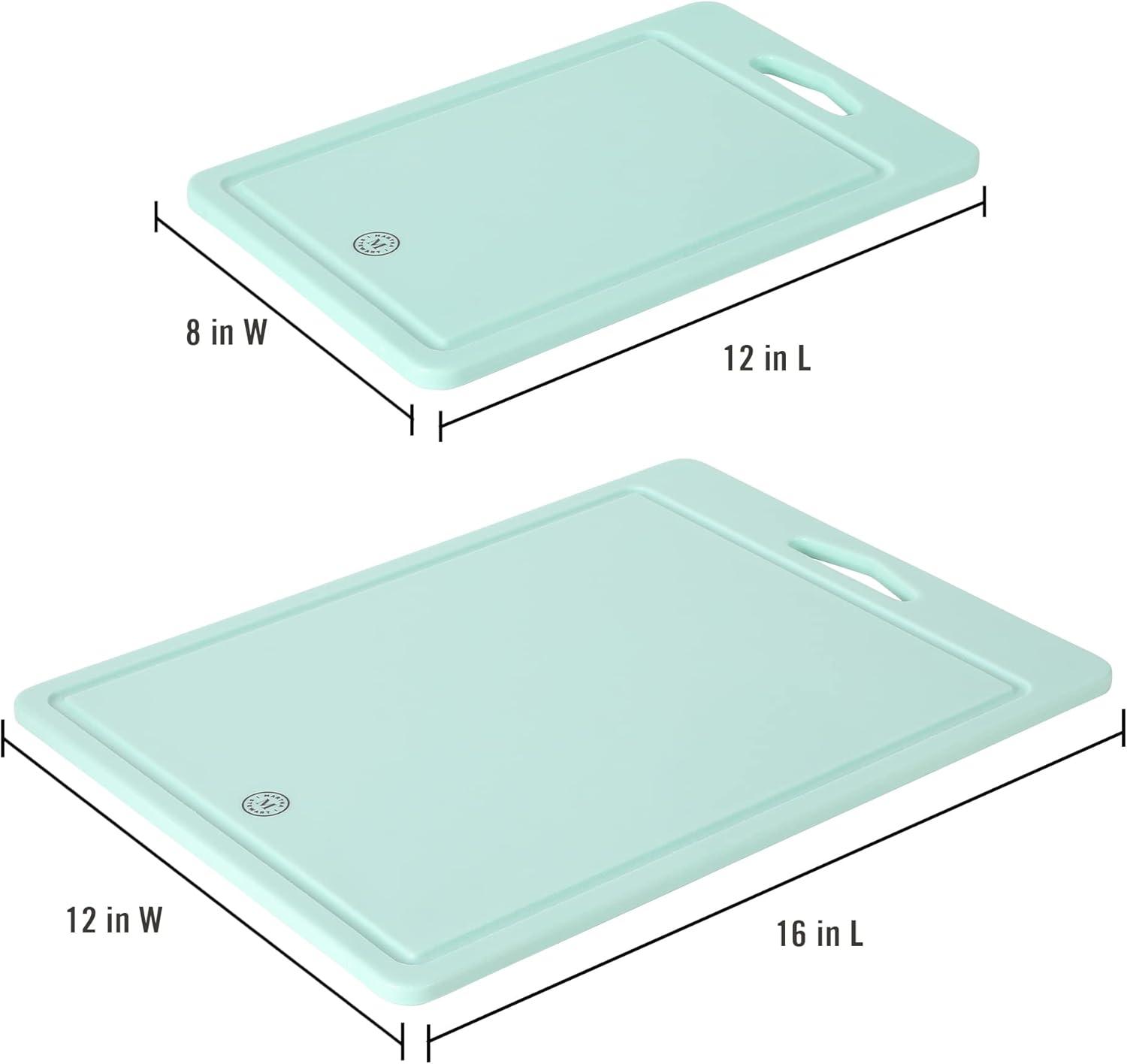 imageMartha Stewart Bpa Free Plastic Cutting Board 2pc Set 16 x 12 and 12 x 8 Grey Dishwasher SafeMartha Blue