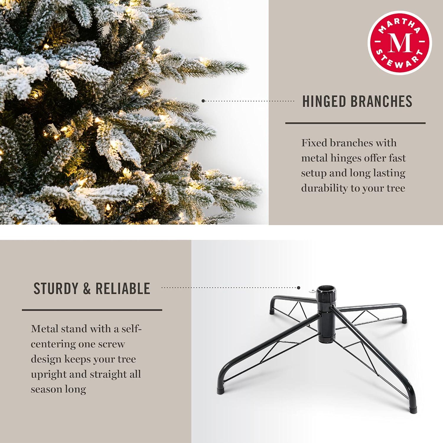 imageMartha Stewart Flocked Natural PreLit Artificial Christmas TreeClear White Lights