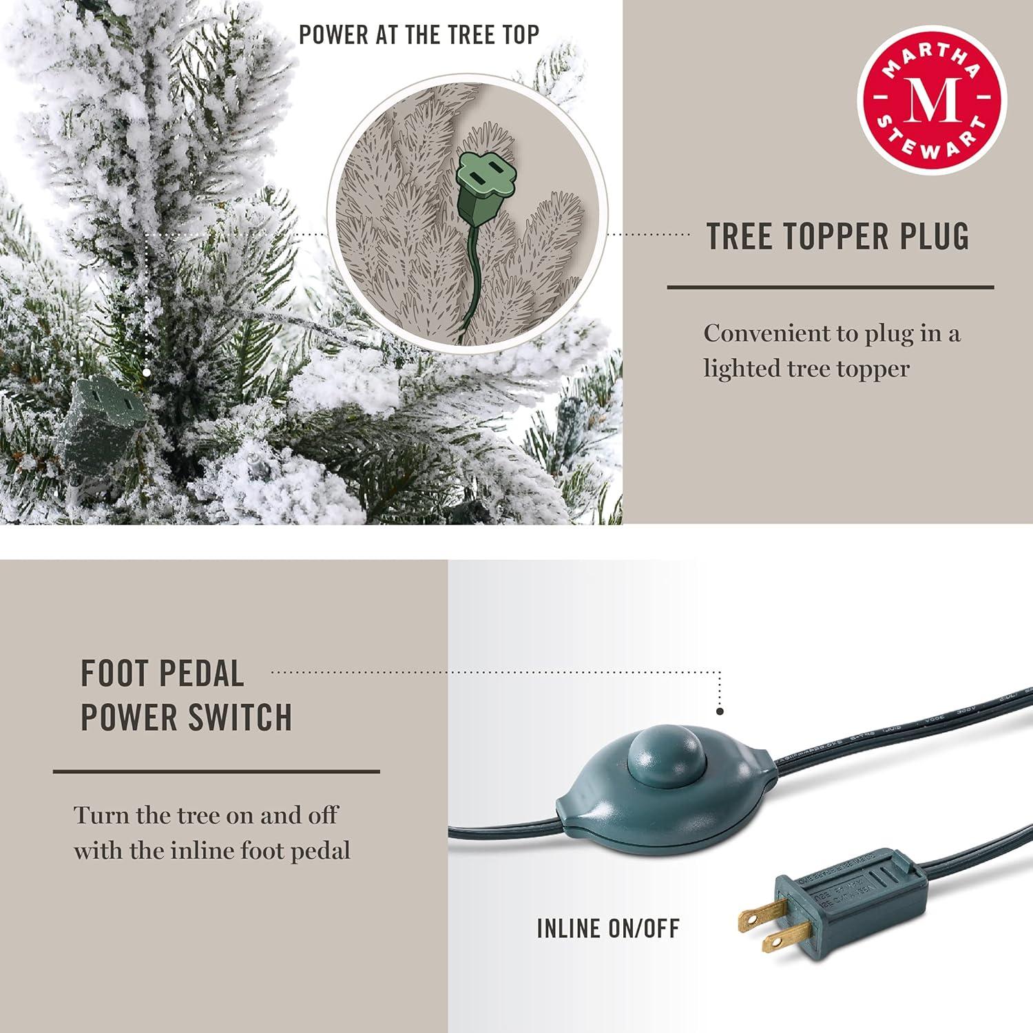imageMartha Stewart Flocked Natural PreLit Artificial Christmas TreeClear White Lights