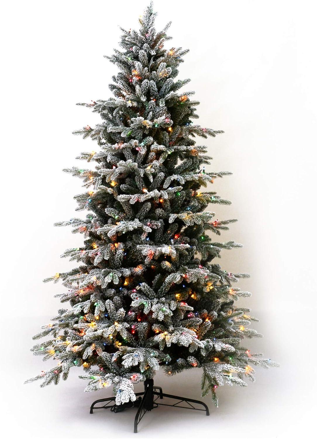 imageMartha Stewart Flocked Natural PreLit Artificial Christmas TreeMulticolored Lights