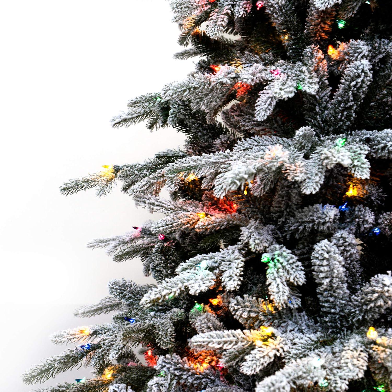 imageMartha Stewart Flocked Natural PreLit Artificial Christmas TreeMulticolored Lights
