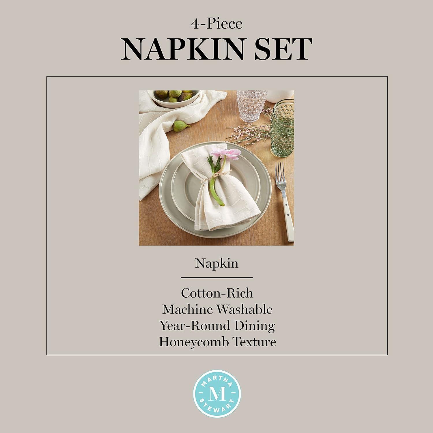 imageMartha Stewart Honeycomb Modern Farmhouse Napkin 4Pack Set Beige 19x19Natural