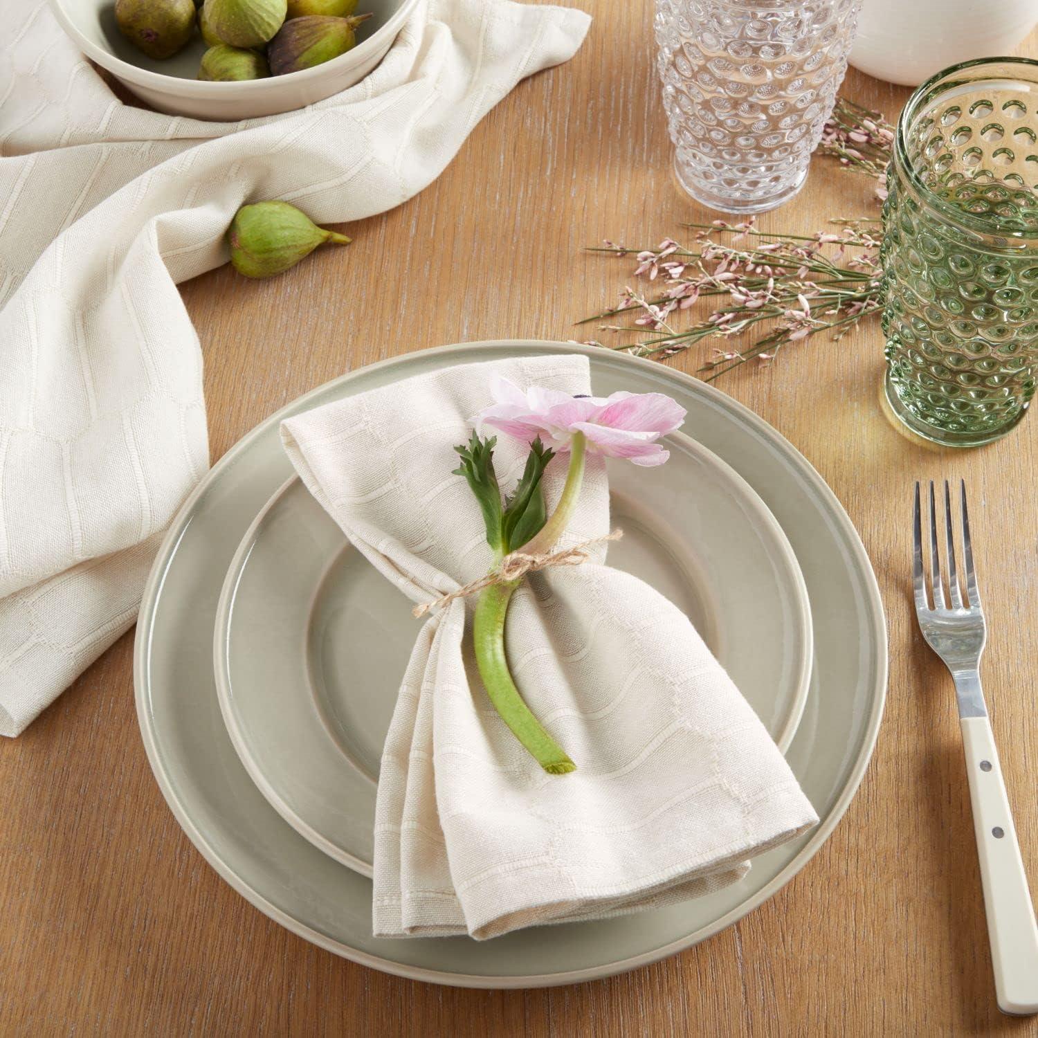 imageMartha Stewart Honeycomb Modern Farmhouse Napkin 4Pack Set Beige 19x19Natural