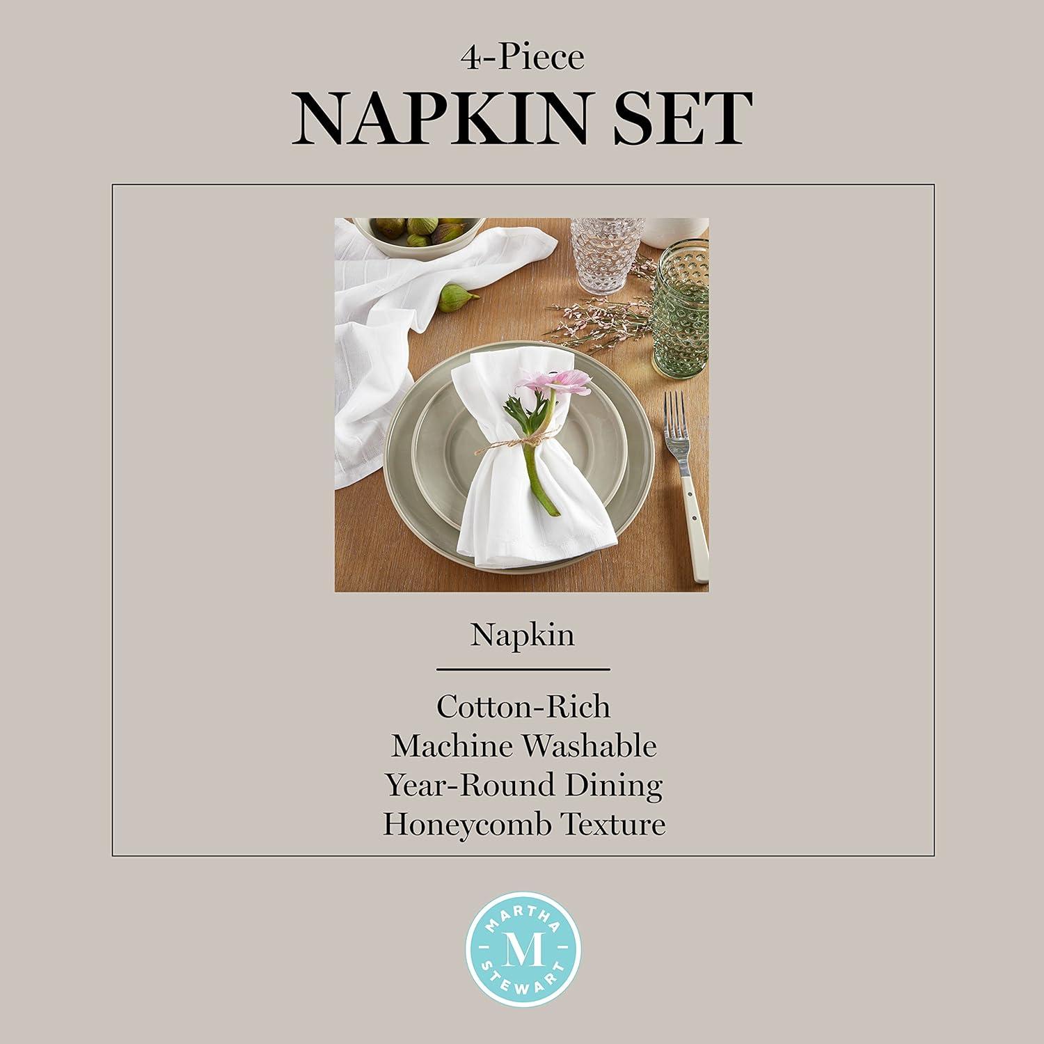 imageMartha Stewart Honeycomb Modern Farmhouse Napkin 4Pack Set Beige 19x19White
