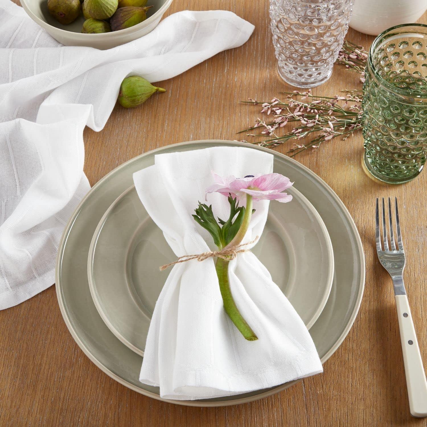 imageMartha Stewart Honeycomb Modern Farmhouse Napkin 4Pack Set Beige 19x19White