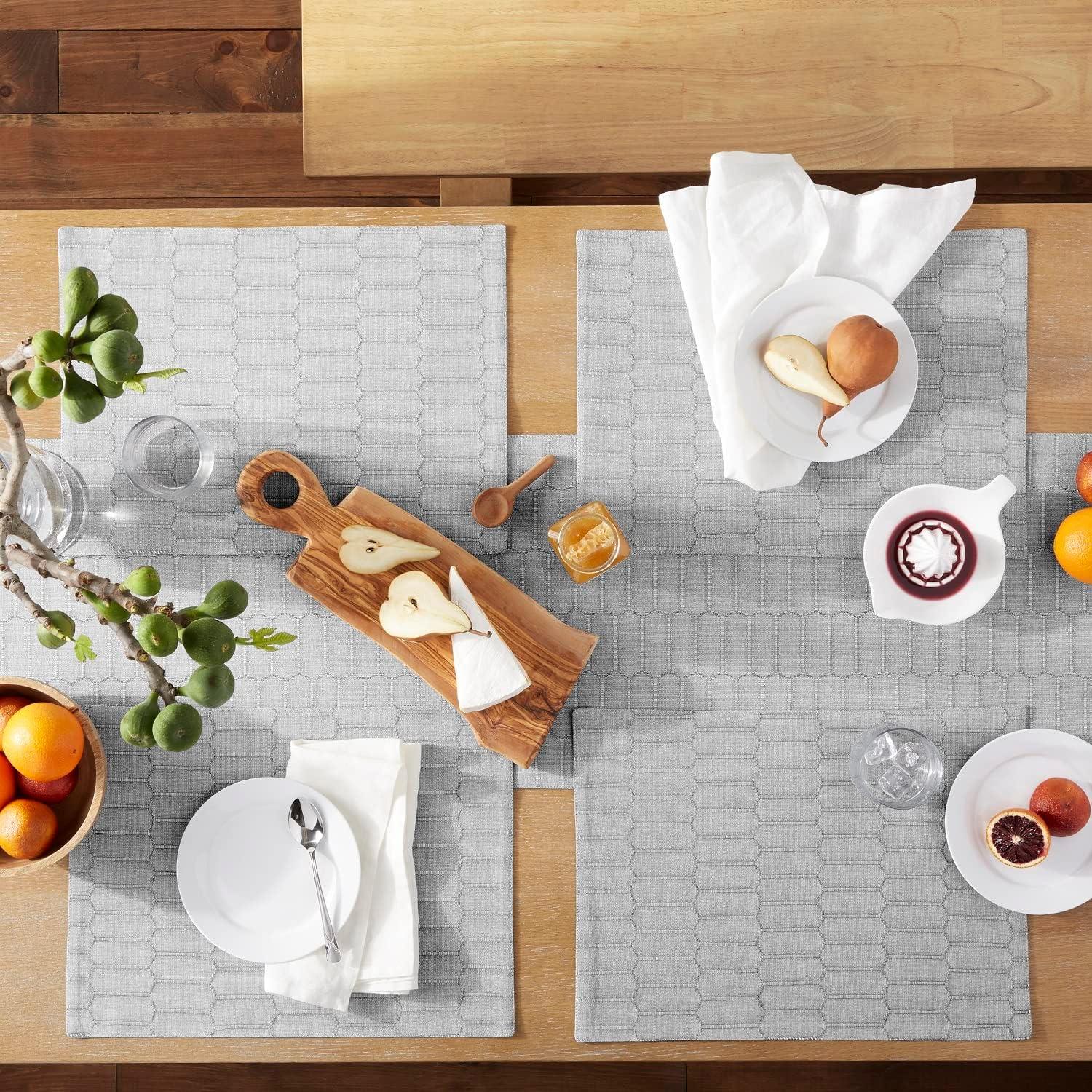 imageMartha Stewart Honeycomb Modern Farmhouse Reversible Table Runner White 15x72Charcoal Grey