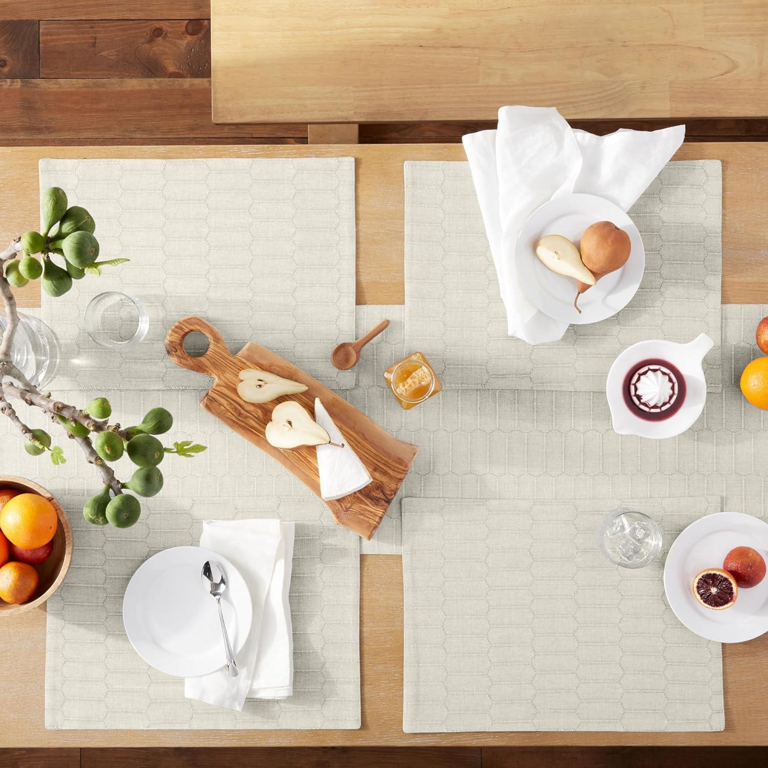 imageMartha Stewart Honeycomb Modern Farmhouse Reversible Table Runner White 15x72Natural