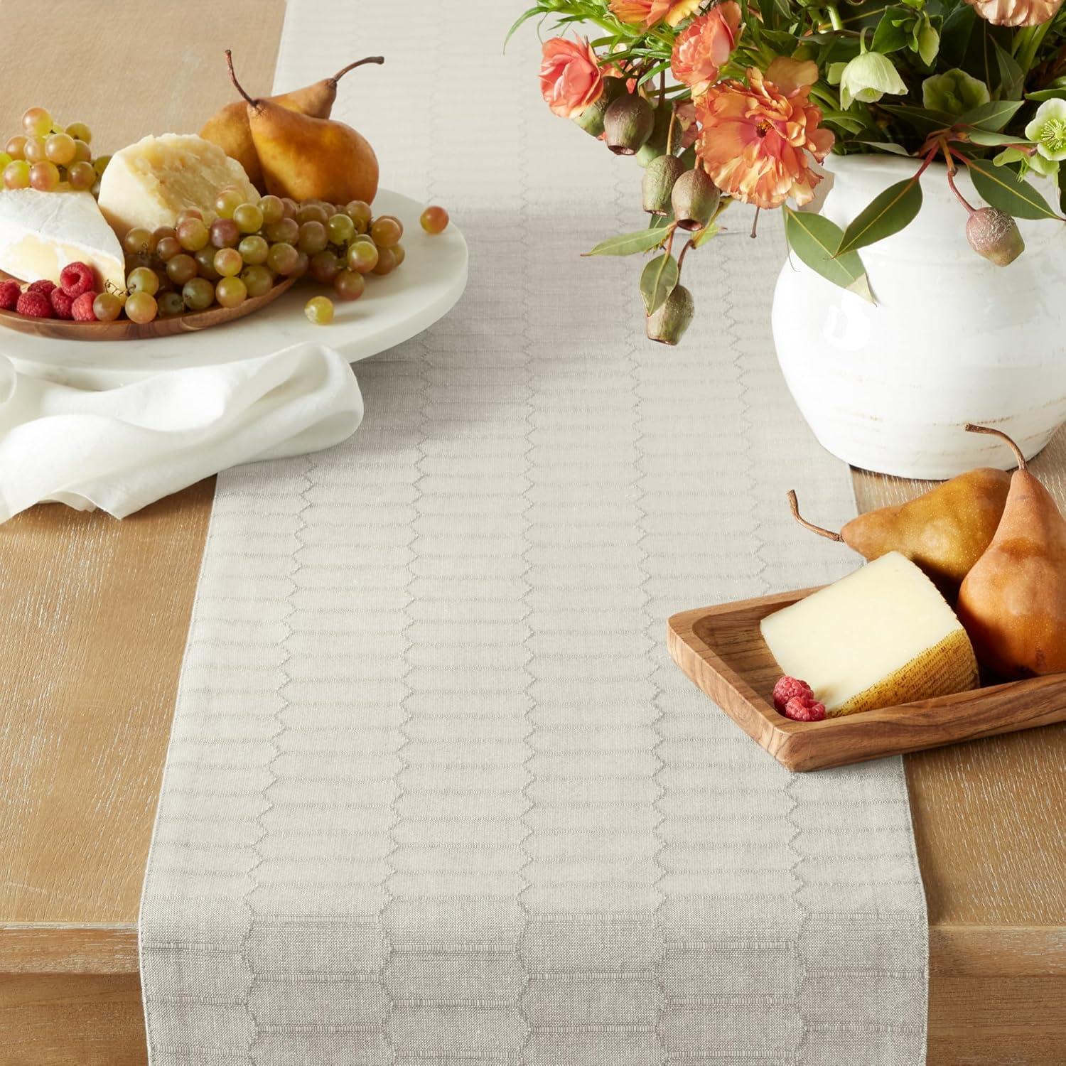 imageMartha Stewart Honeycomb Modern Farmhouse Reversible Table Runner White 15x72Natural