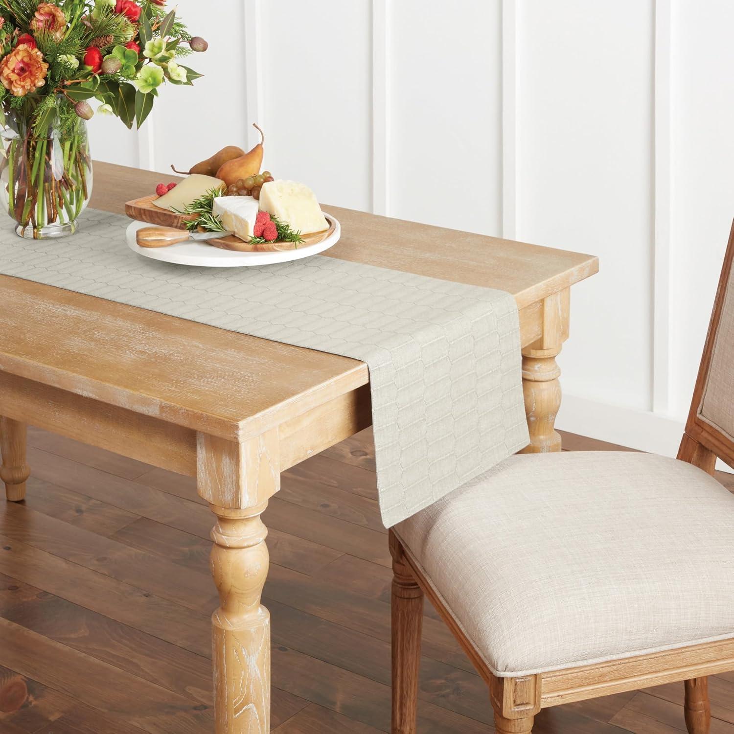 imageMartha Stewart Honeycomb Modern Farmhouse Reversible Table Runner White 15x72Natural