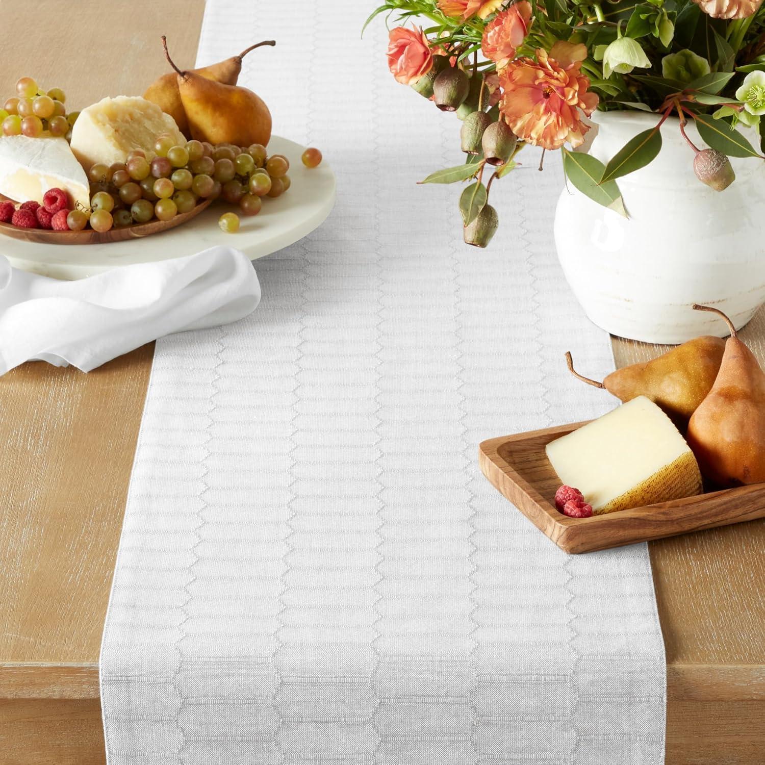 imageMartha Stewart Honeycomb Modern Farmhouse Reversible Table Runner White 15x72White