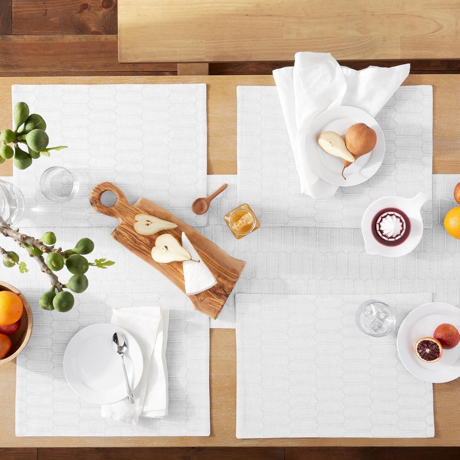 imageMartha Stewart Honeycomb Modern Farmhouse Reversible Table Runner White 15x72White
