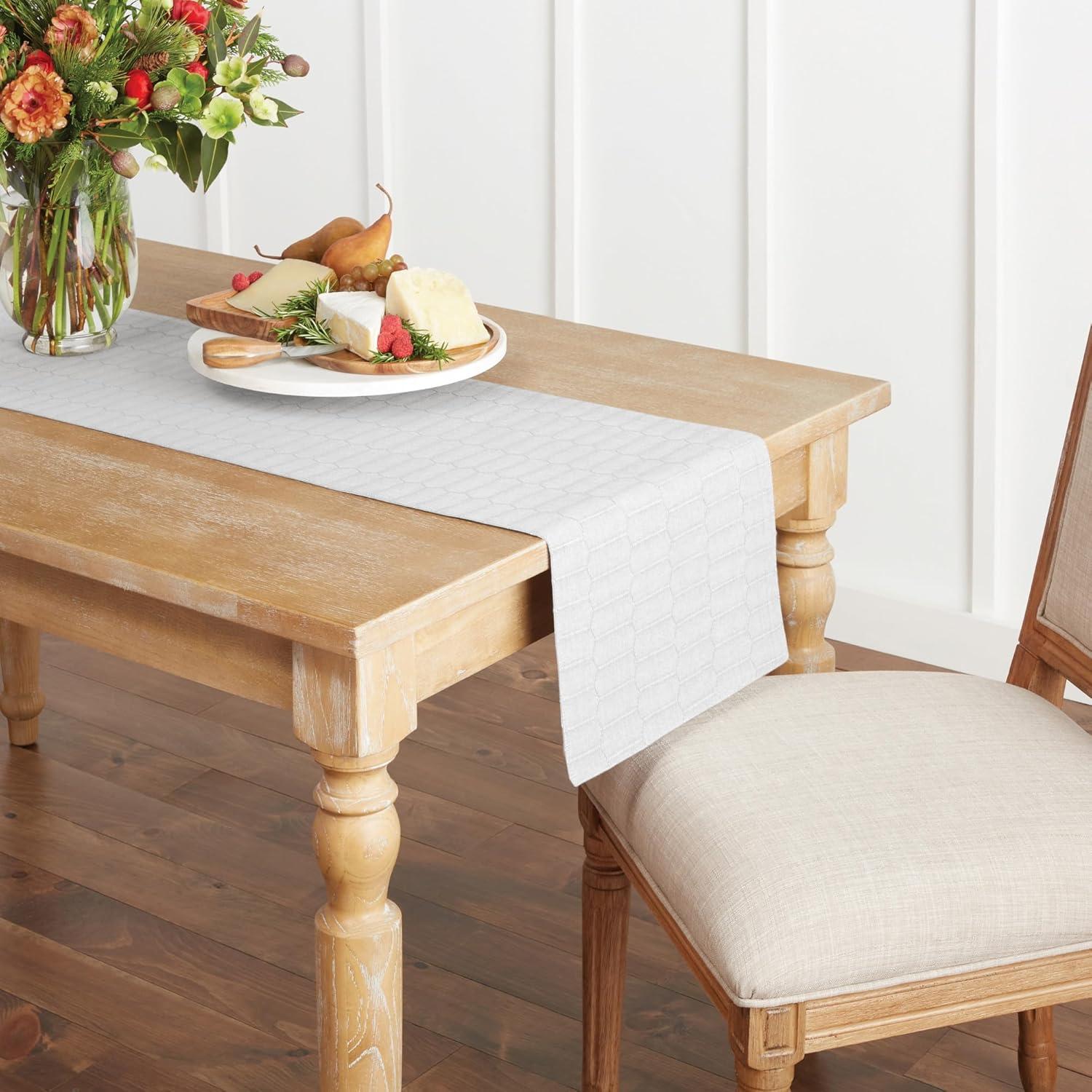 imageMartha Stewart Honeycomb Modern Farmhouse Reversible Table Runner White 15x72White
