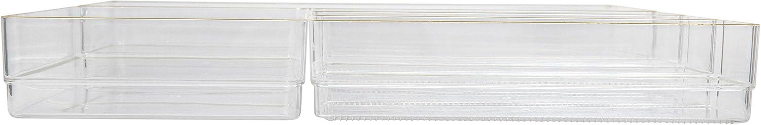 imageMartha Stewart Kerry Plastic Stackable Office Desk Drawer Organizers Set of 8 with Gold TrimSet of 5