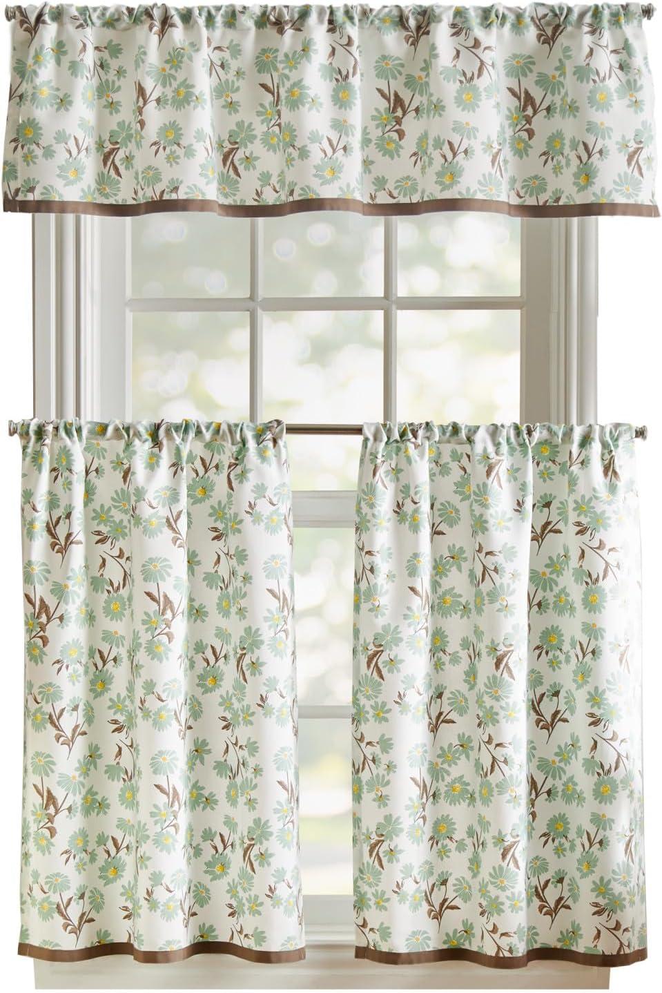 imageMartha Stewart Lemons 3Piece Window Curtain Valance and Tiers Set YellowGreen