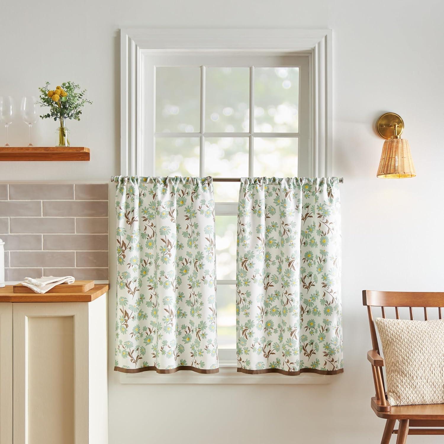 imageMartha Stewart Lemons 3Piece Window Curtain Valance and Tiers Set YellowGreen