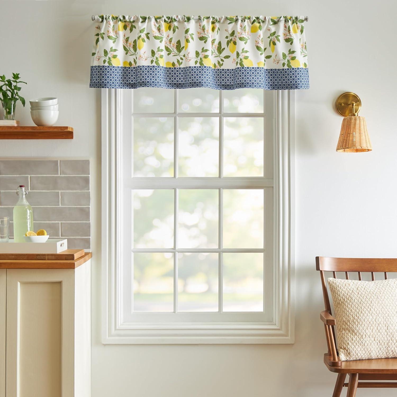 imageMartha Stewart Lemons 3Piece Window Curtain Valance and Tiers Set YellowYellow