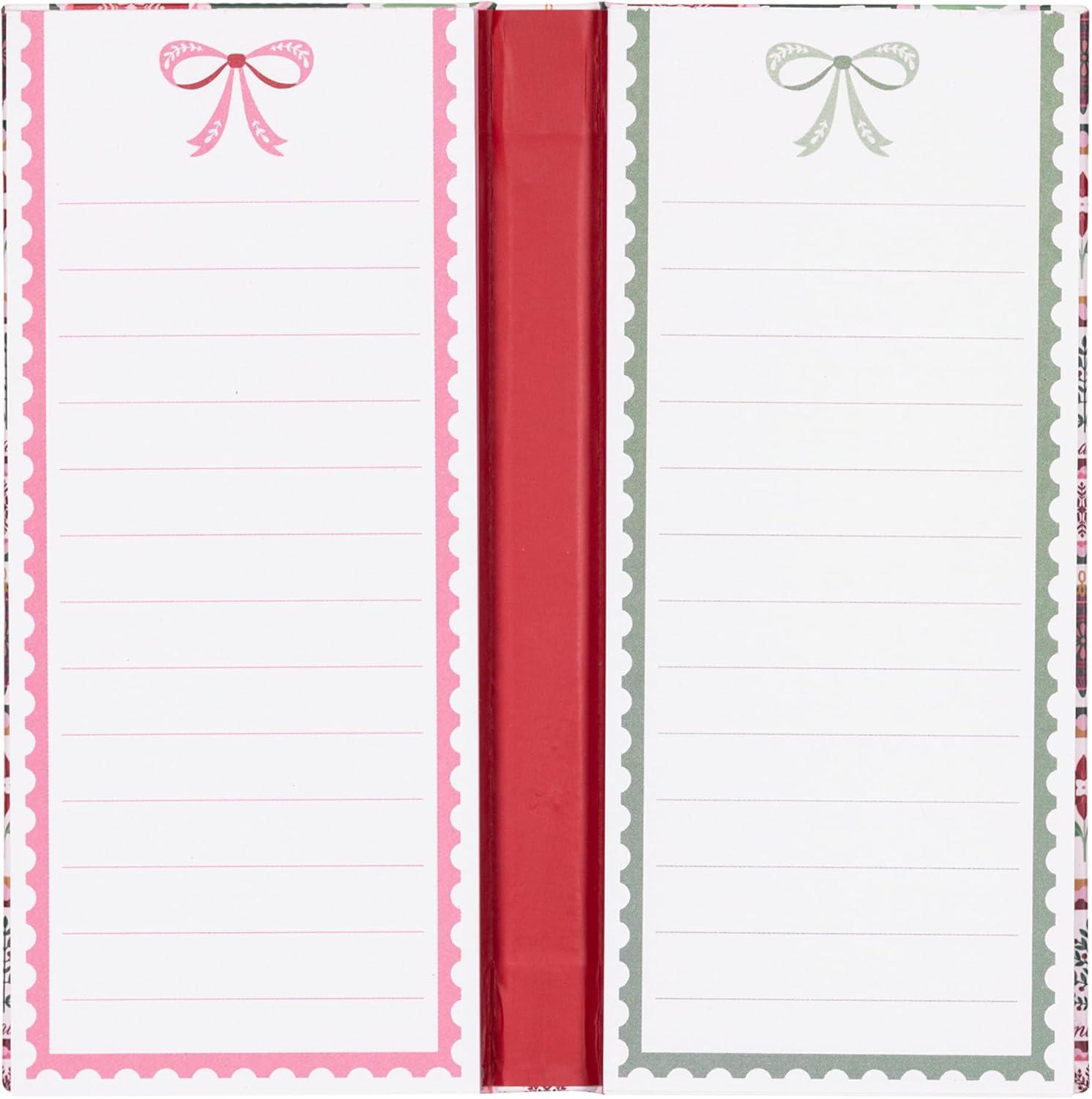 imageMartha Stewart List Pad Folio Holiday Hardcover Notepad with Elastic Closure 2 Lined List Pads with 52 Perforated Sheets Each Portable Organizer for Gift amp Shopping Lists Stamps