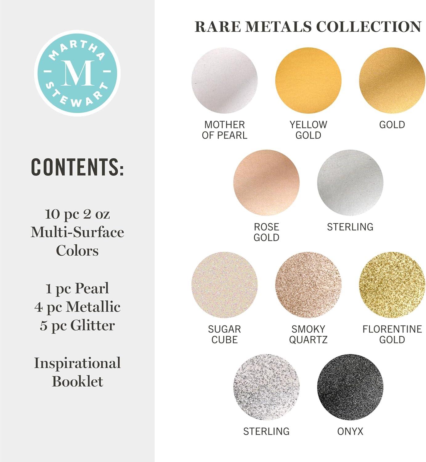 imageMartha Stewart MultiSurface Specialty 10 pc Paint Set Studio LightsRare Metals