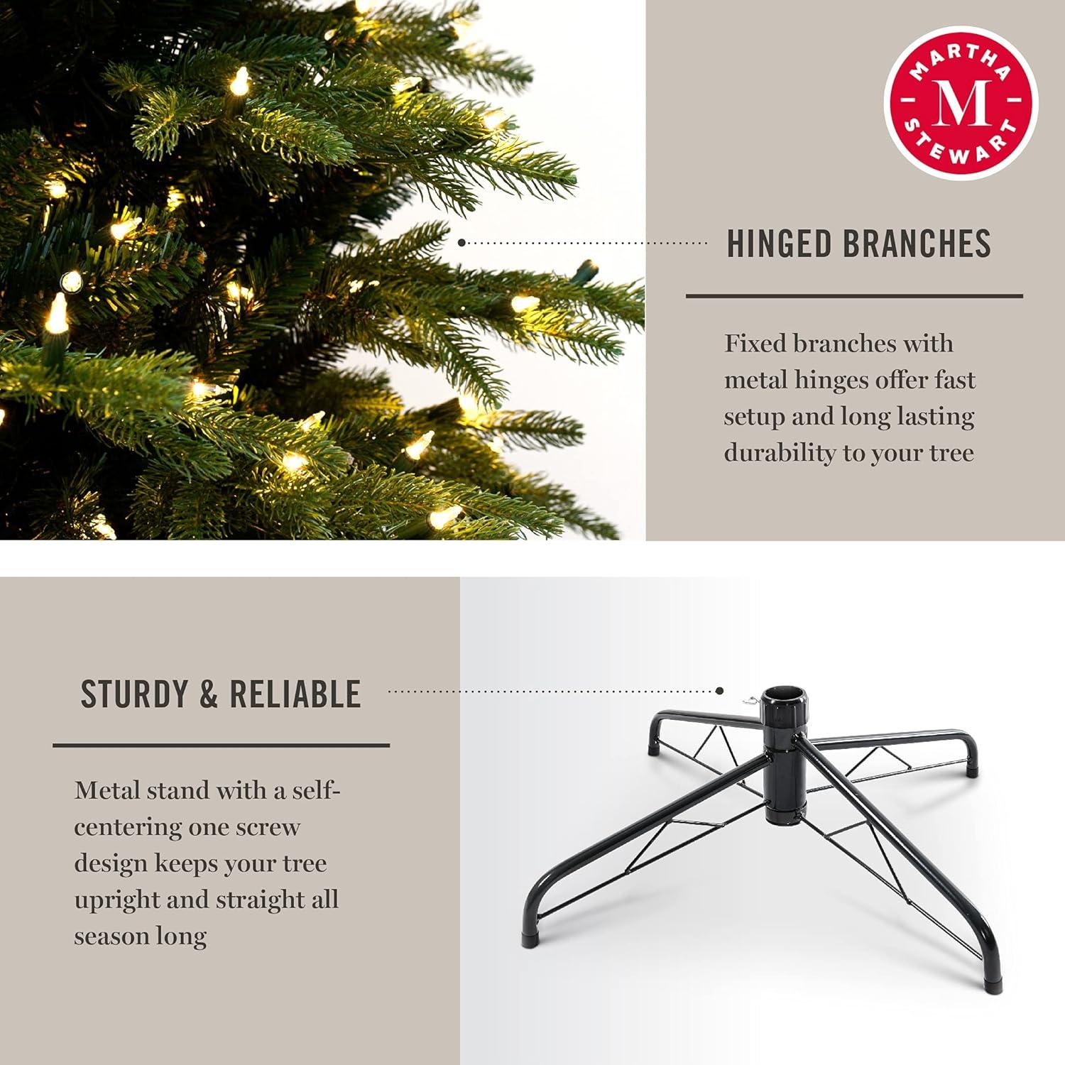 imageMartha Stewart Natural Pine 75 MU PreLit Artificial Christmas Tree Feet Multicolored LightsClear White Lights